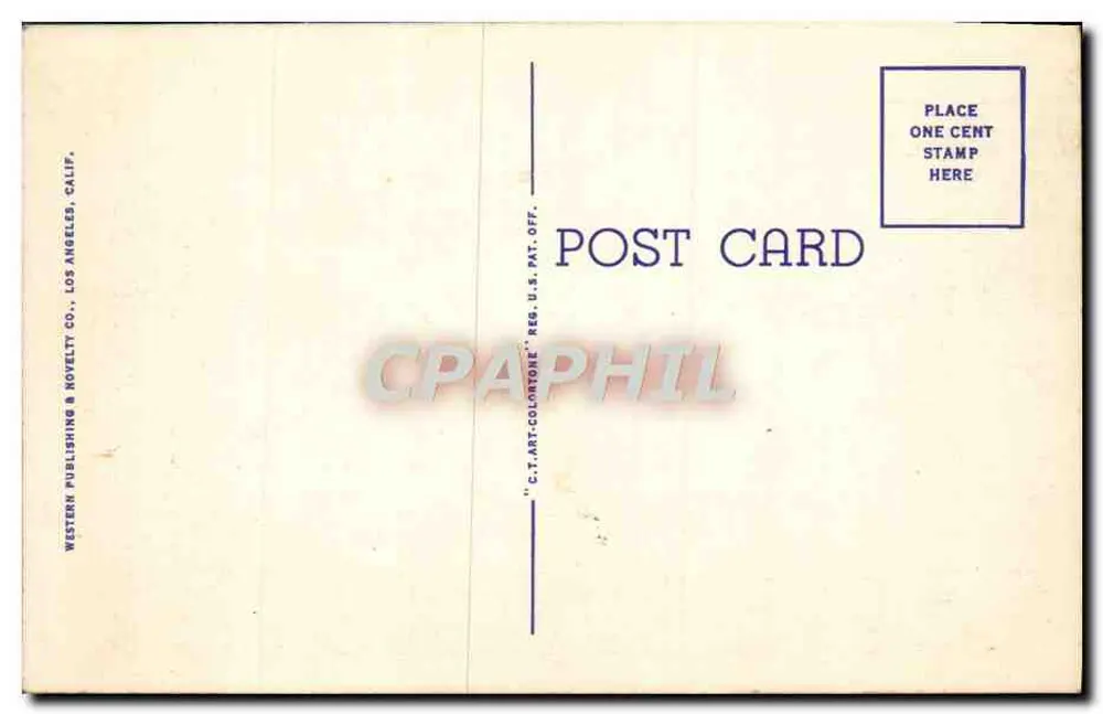 Broadway, Los Angeles, Califórnia — vista noturna — Western Publishing & Novelty Co., n° LA-50 - Verso