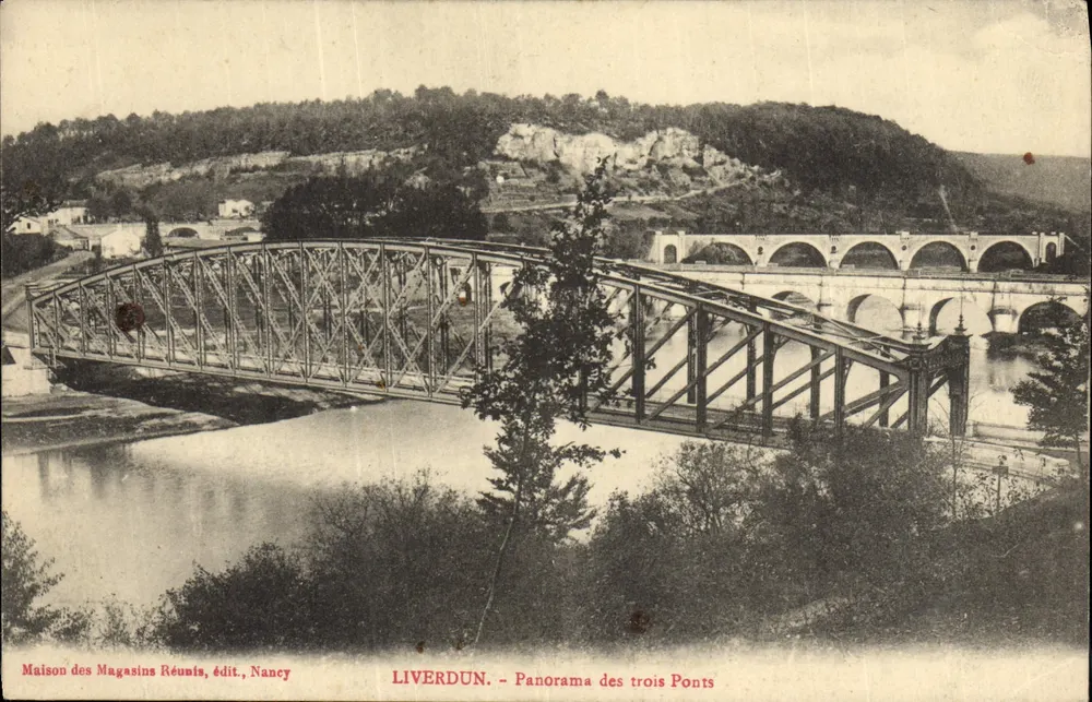 Liverdun — Panorama van de Drie Bruggen — Maison des Magasins Réunis, uitgever, Nancy - Voorkant