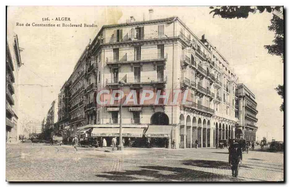 Algérie — Rue de Constantine et Boulevard Baudin — Éditeur : S.26. ALGER - Voorkant