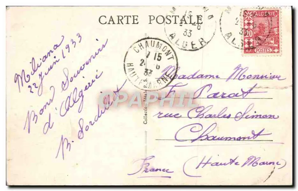 Algérie — Rue de Constantine et Boulevard Baudin — Éditeur : S.26. ALGER - Achterkant