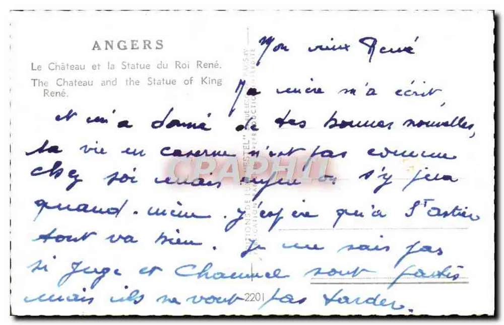 Angers — Il Castello e la Statua del Re René — Étél - Verso