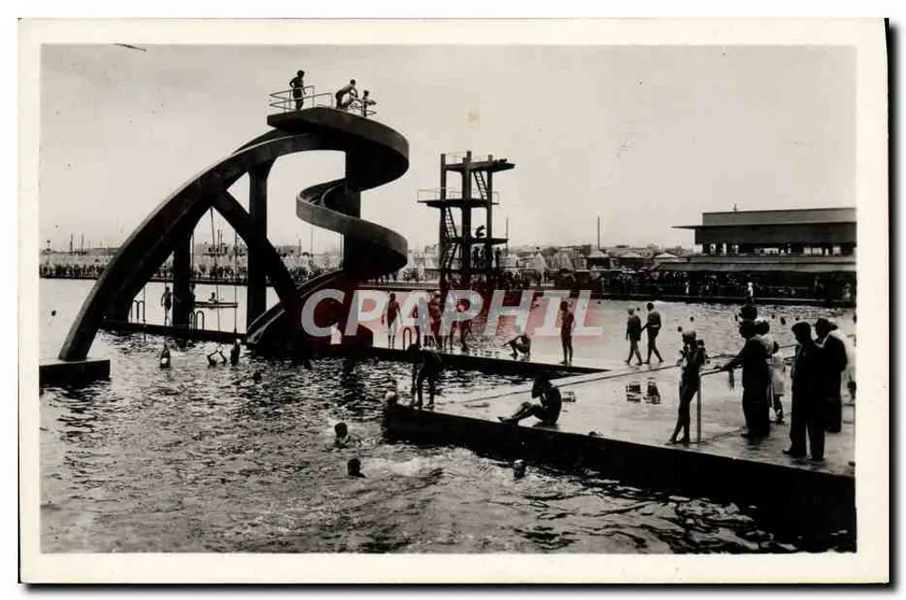 Casablanca — Piscina municipal — Escorregador e plataforma de mergulho — Edição « LA CICOGNE », Rond-Point Lapérouse, CASABLANCA - Frente