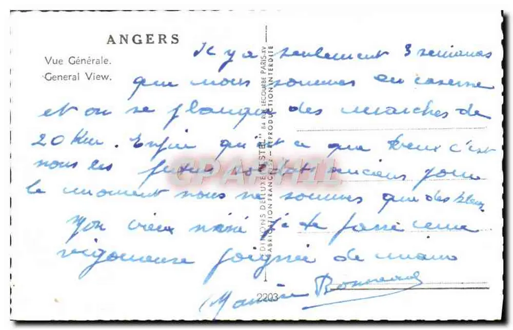 Angers — Vista Geral — Estel - Verso