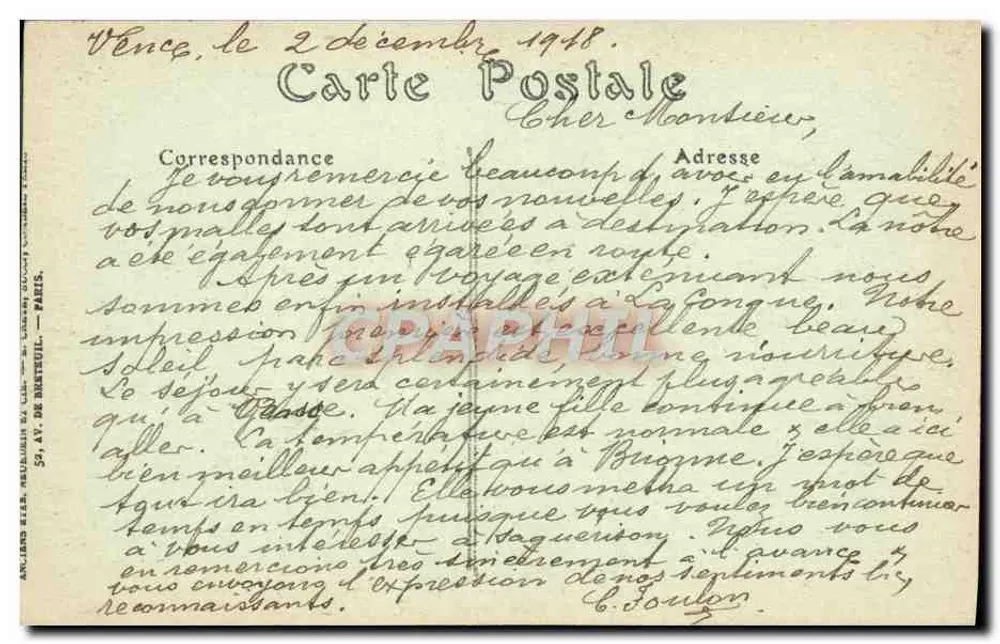 VENCE (Alpes-Maritimes) — Rue Pisani — Editor JND Hot, n° 1299 - Verso