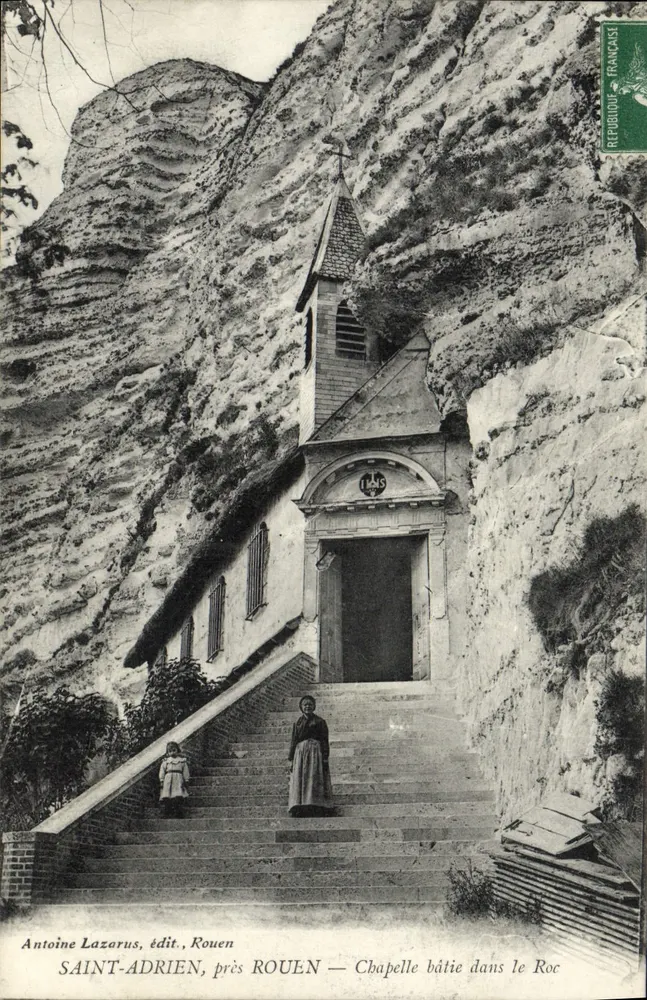 Saint-Adrien, in der Nähe von Rouen — Kapelle in der Felswand gebaut — Antoine Lazarus, Verlag, Rouen - Vorderseite