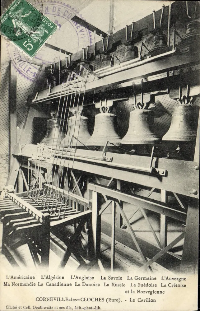 Carillon von Corneville-sur-Île — Die Glocken des Carillons — Foto und Sammlung Douthwaite und Söhne, Verlag-Fotoarchiv - Vorderseite