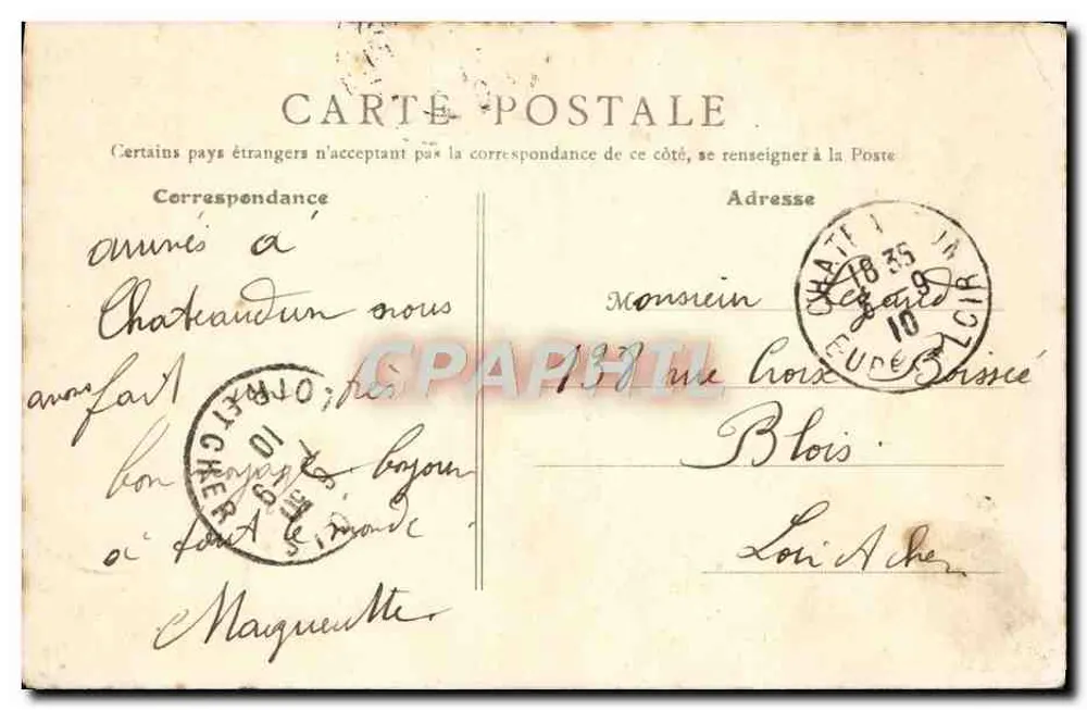 Vendôme - Rathaus - Rue de la Poterie — B. F., PARIS - Rückseite