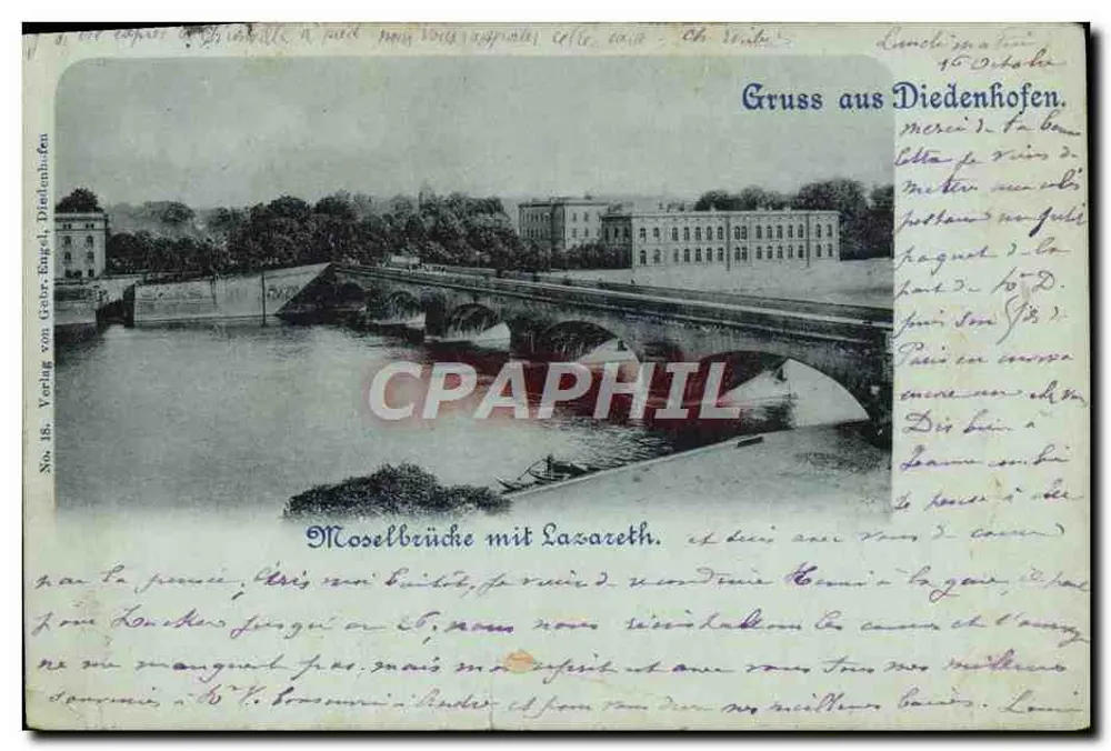 Moselbrücke mit Lazareth — Diedenhofen, éditeur Vering, n° 18 - Vorderseite