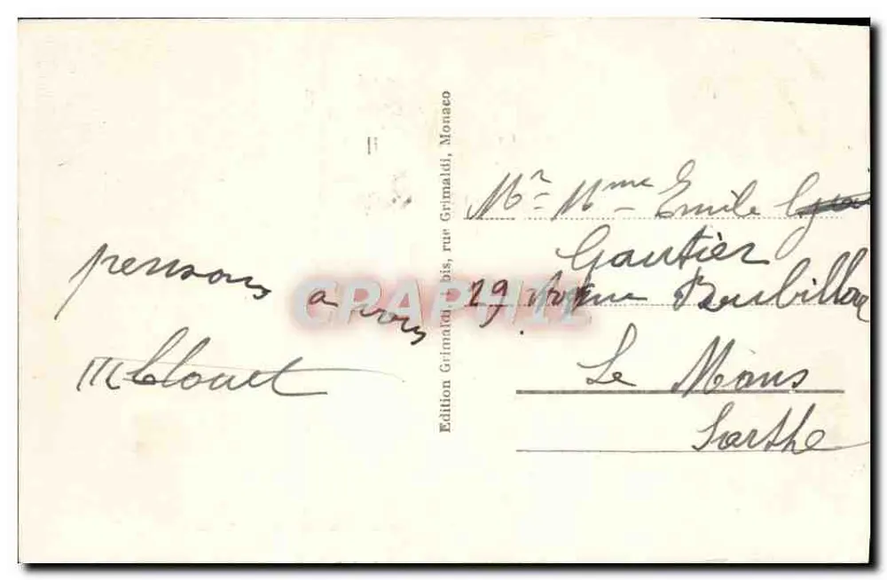 Monte-Carlo — Der Café de Paris, Aufnahme vom Eingang des Casinos — Édition Grimaldi, n°345 - Rückseite