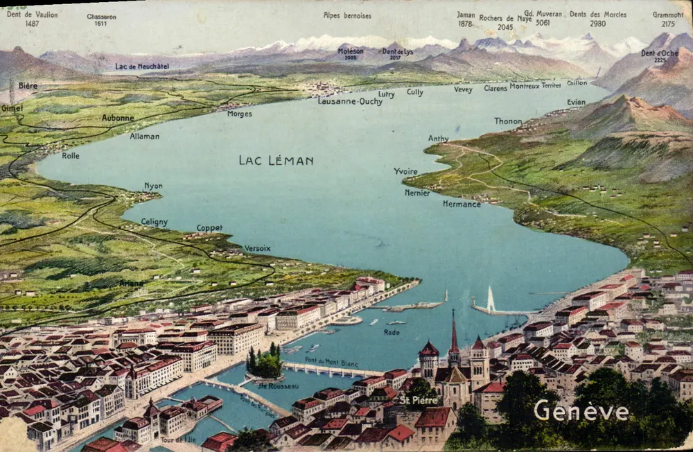 Lago Léman — vista aérea — Phototypie Co., Neuchâtel - Frente