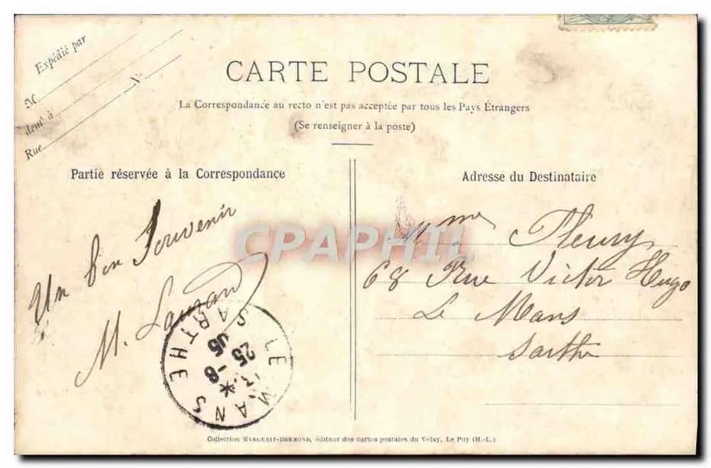 Le Puy - A Praça do Breuil — vista meridional, fonte monumental Crozatier — "Le Velay Illustré" n°109 - Verso