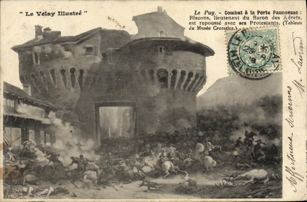Combate na Porta Faunssac — Le Puy — Quadro do Museu Crozatier — Edição Le Velay Illustré - Frente