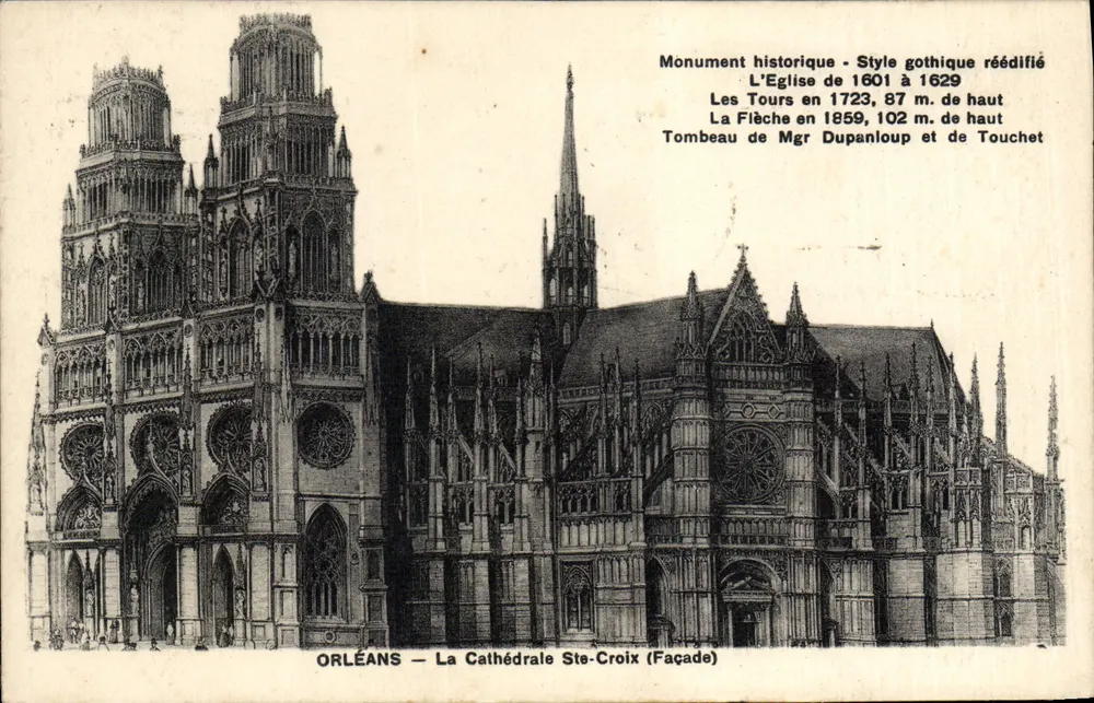 Orléans — La Cattedrale di San Croce (Facciata) — Monumento storico - Stile gotico riedificato - Recto