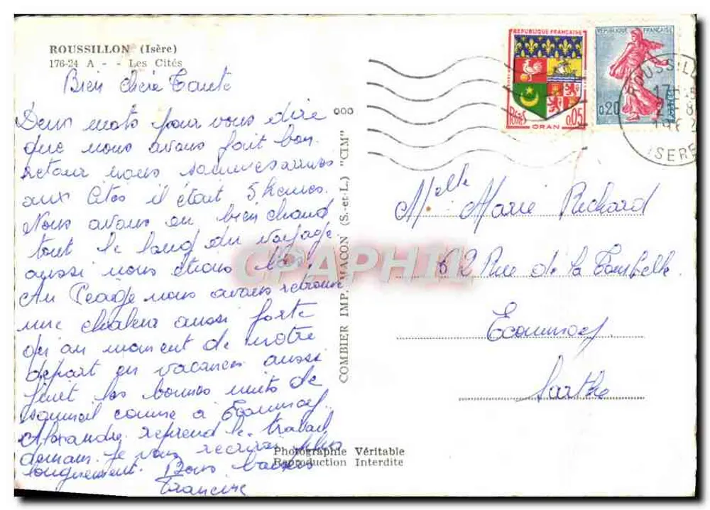 Visão aérea de Roussillon (Isère) — As Cidades — editor 'CLM' - Verso