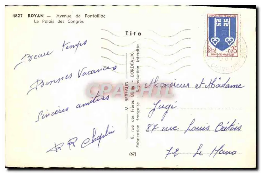 Royan — Palast der Kongresse — Verlag Tito - Rückseite