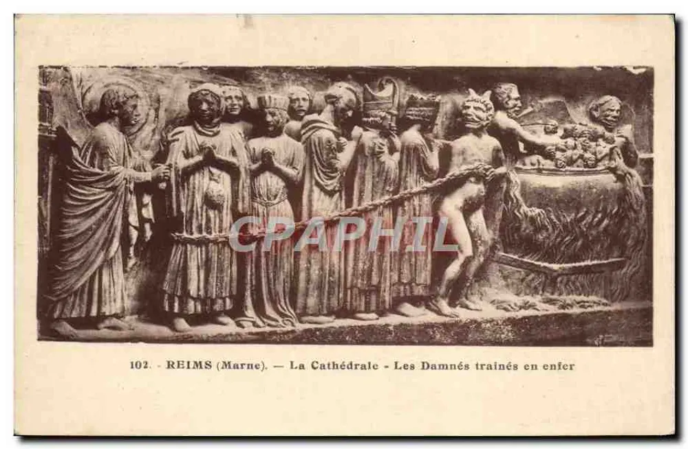 Reims (Marne) — Die Kathedrale — Die Verfluchten in die Hölle gezogen — 102 - Vorderseite