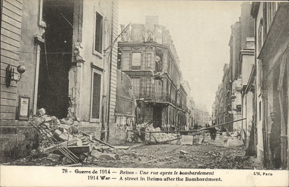 Reims — Eine Straße nach dem Bombardement — L'II, Paris, n°78 - Vorderseite