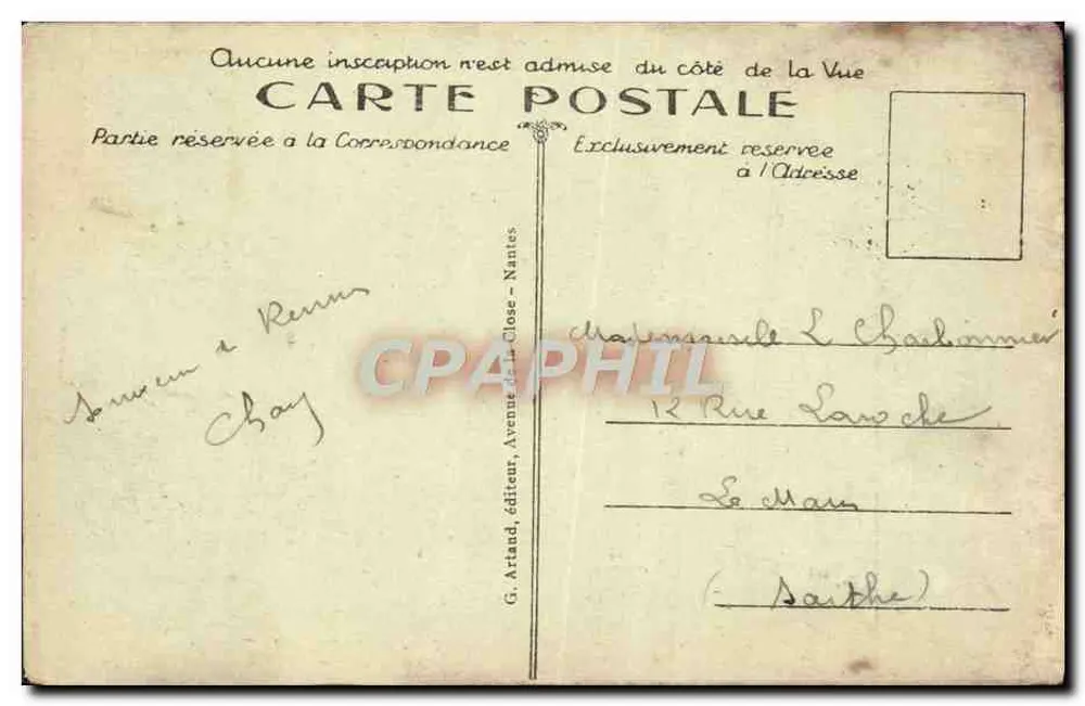 Rennes — Le Théâtre — G. Artand, éditeur à Rennes - Verso