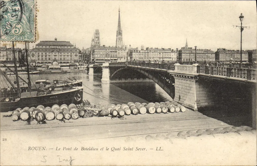 Rouen — O Pont de Boieldieu e o Quai Saint Sever — LL. - Frente