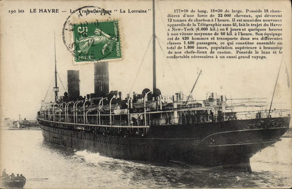 Le Havre — Der Transatlantiker "La Lorraine" — Verlag unbekannt, Seriennummer 190 bis - Vorderseite