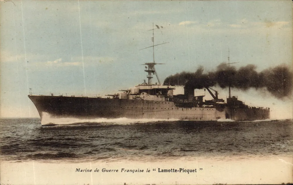Französische Marine, das Schiff "Lamotte-Picquet" — Kriegsschiff auf See — Verlag unbekannt - Vorderseite