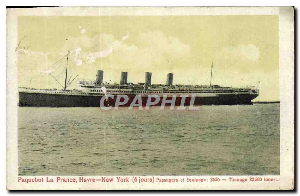 Dampfschiff La France, Havre—New York — Edition Laet - Vorderseite