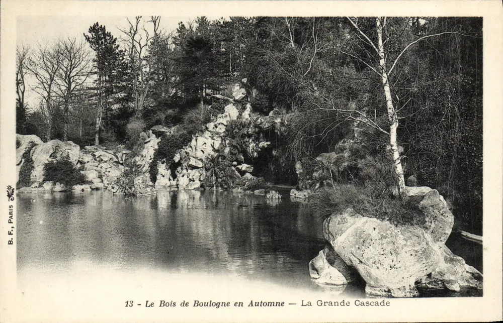 Der Bois de Boulogne im Herbst — Die Große Wasserfall — B.F., Paris - Vorderseite