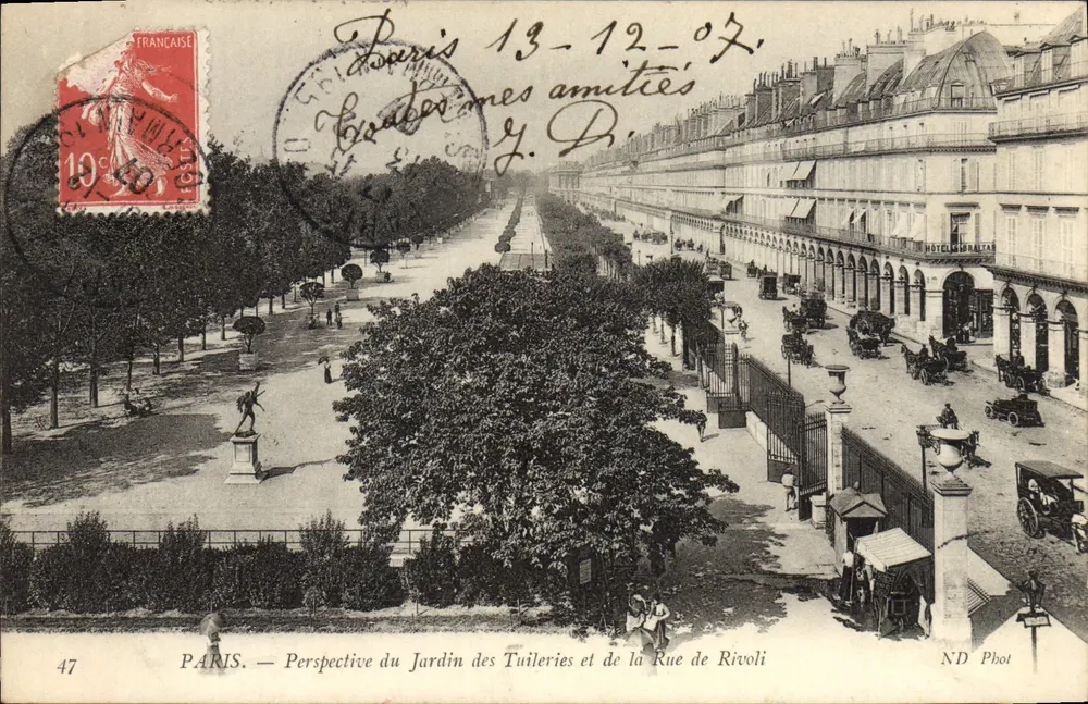 PARIS — Ansicht des Tuileries-Gartens und der Rue de Rivoli — ND Phot, n°47 - Vorderseite