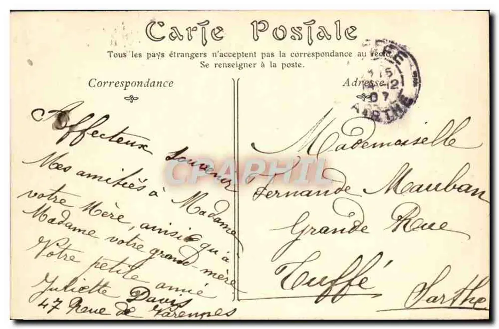 PARIS — Ansicht des Tuileries-Gartens und der Rue de Rivoli — ND Phot, n°47 - Rückseite