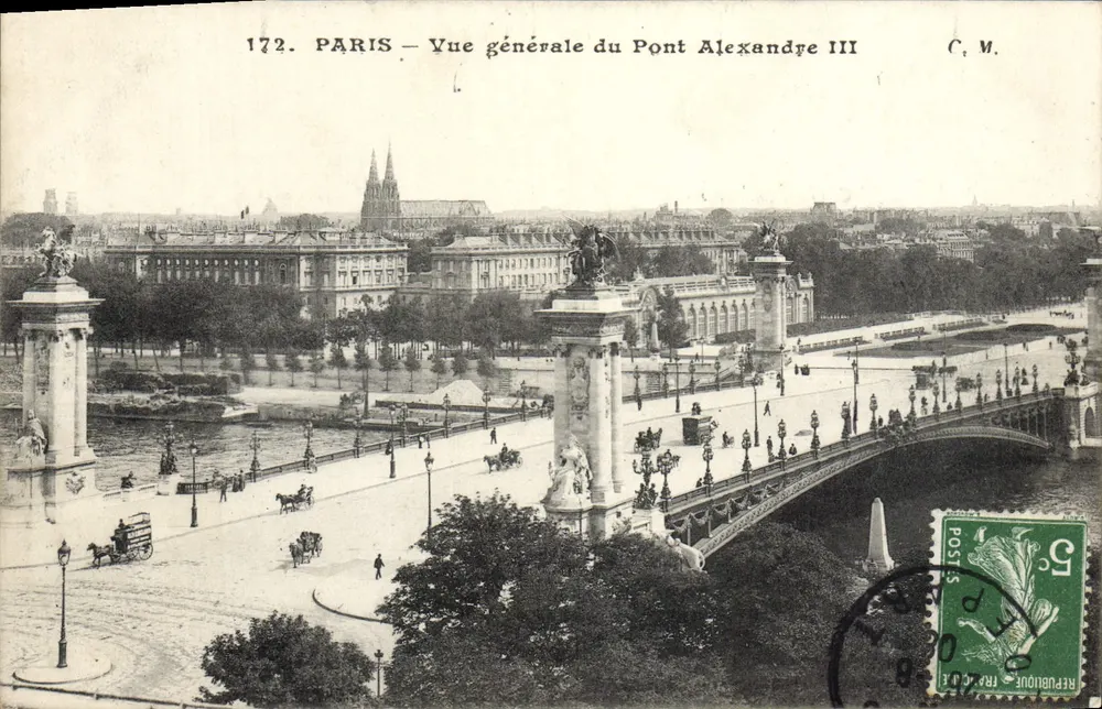 Paris — Vista geral do Ponte Alexandre III — C. M. n°172 - Frente