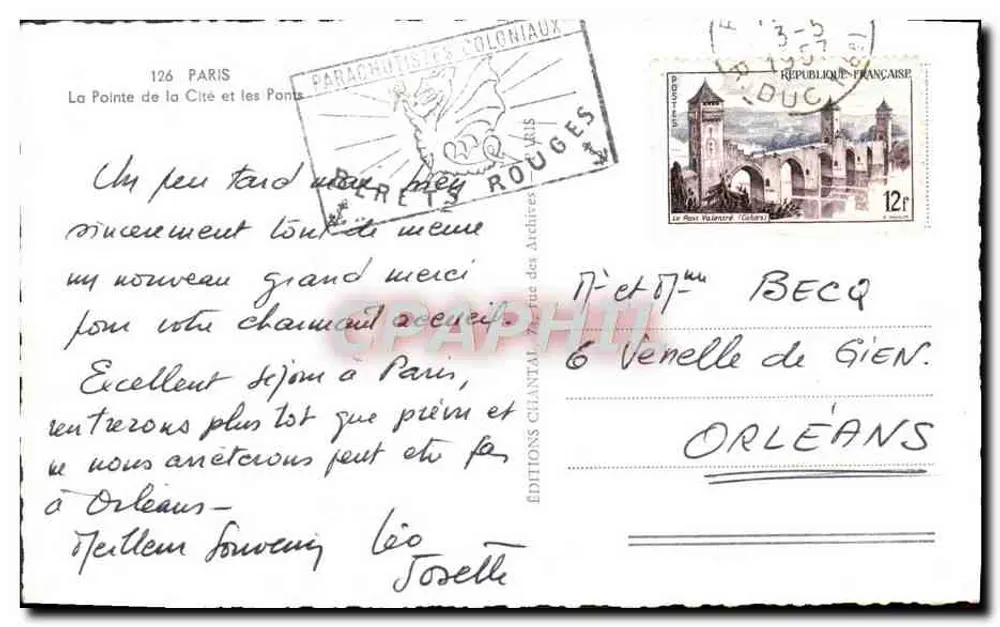 Paris — A Ponta da Cidade e os Pontes — Chantal - Verso