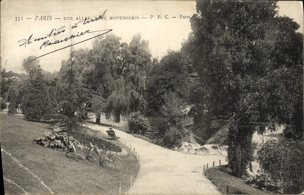 Paris — Une allée, parc Montsouris — P.P.C. — Paris — éditeur P.P.C. — n° 351 - Recto