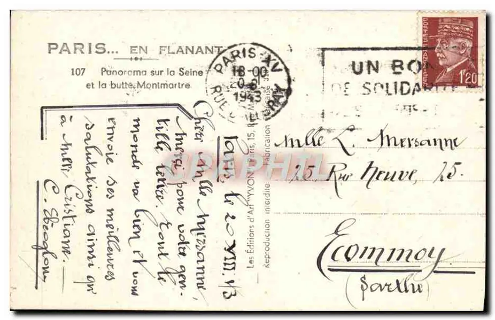 Paris... en Flanant — Panorama über die Seine und die Butte Montmartre — Éditions d'Art, Paris - Rückseite