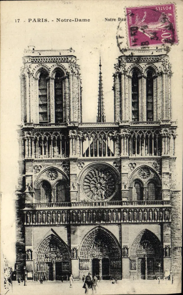 Paris - Catedral de Notre-Dame — vista da fachada — editor A. Leconte, n°17 - Frente