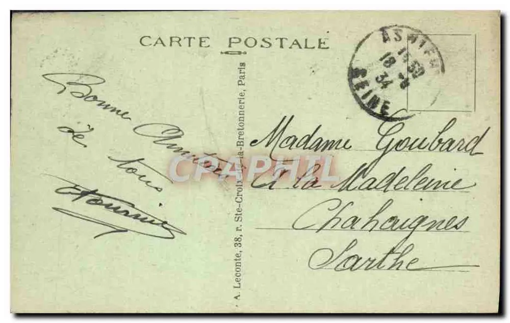 Paris - Catedral de Notre-Dame — vista da fachada — editor A. Leconte, n°17 - Verso