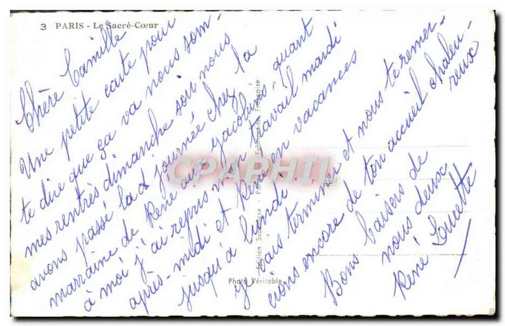 Paryż - Święty Serce — widok panoramiczny — wydawnictwo autentyczne - Rewers