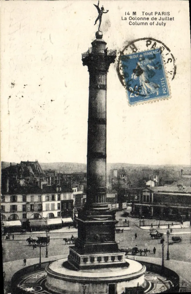 Coluna de Julho — Paris — editor Tout PARIS, n° 14 M - Frente