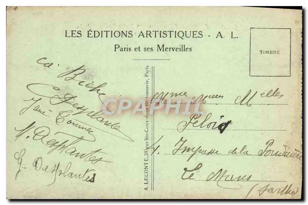 Paris — Panorama dos oito pontes — Les Éditions Artistiques - A. L. - Verso