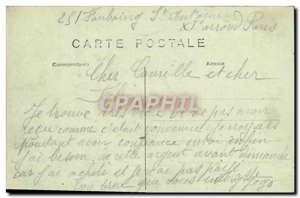 Paris - Praça da Bastilha — coluna monumental com estátua de anjo — J. H. n°81 - Verso