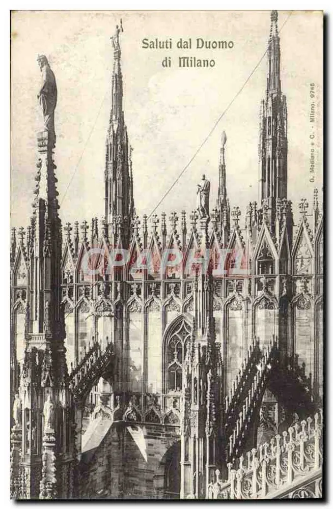 밀라노 두오모 — 정상 전경 — G. Molinari & C., Milano, n° 0746 - 앞면