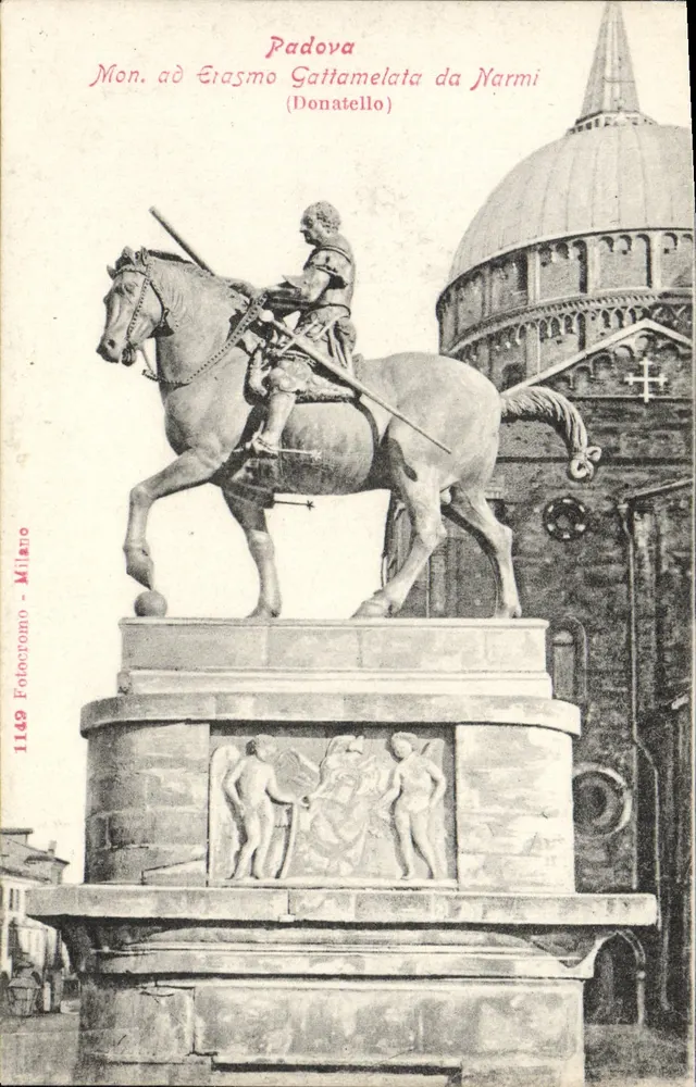 Padova — Estátua equestre de Erasmo Gattamelata por Donatello — Editor Fotocromo Milano, n° 1149 - Frente