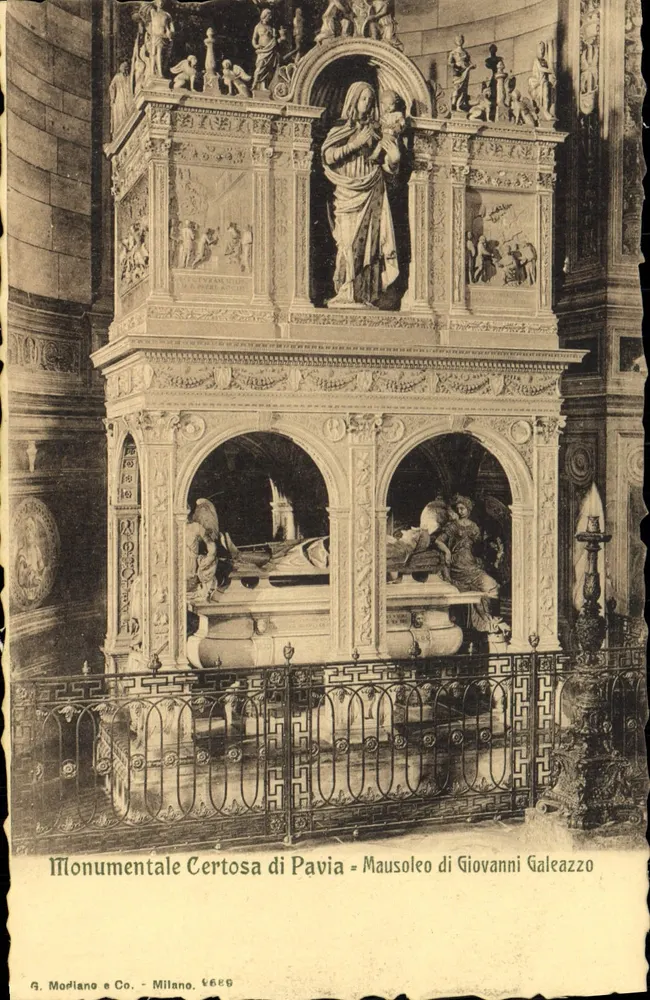 Mausoléu de Giovanni Galeazzo — Certosa di Pavia — A. Morlano e Co. - Milano, n° 688 - Frente