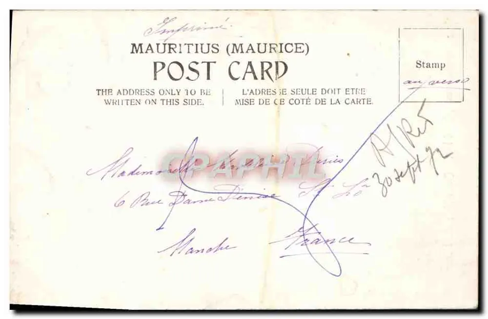 Mauritius — Créole-Malgache Women — A. Arravon, n°99 - Verso