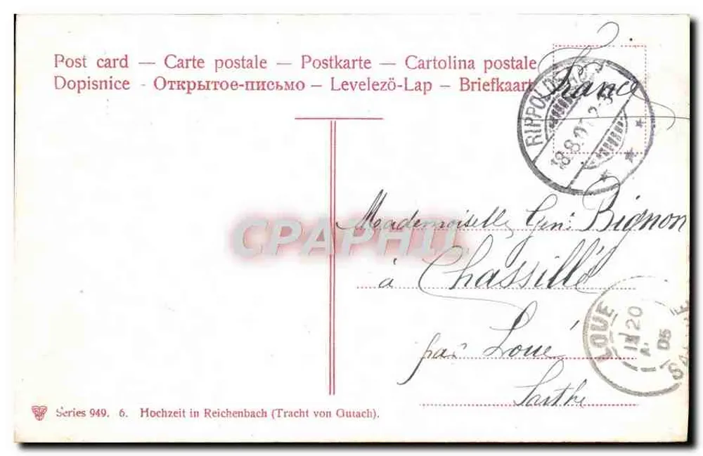 Saudações do Schwarzwald — Augustine — editor Augustine, série 949 - Verso