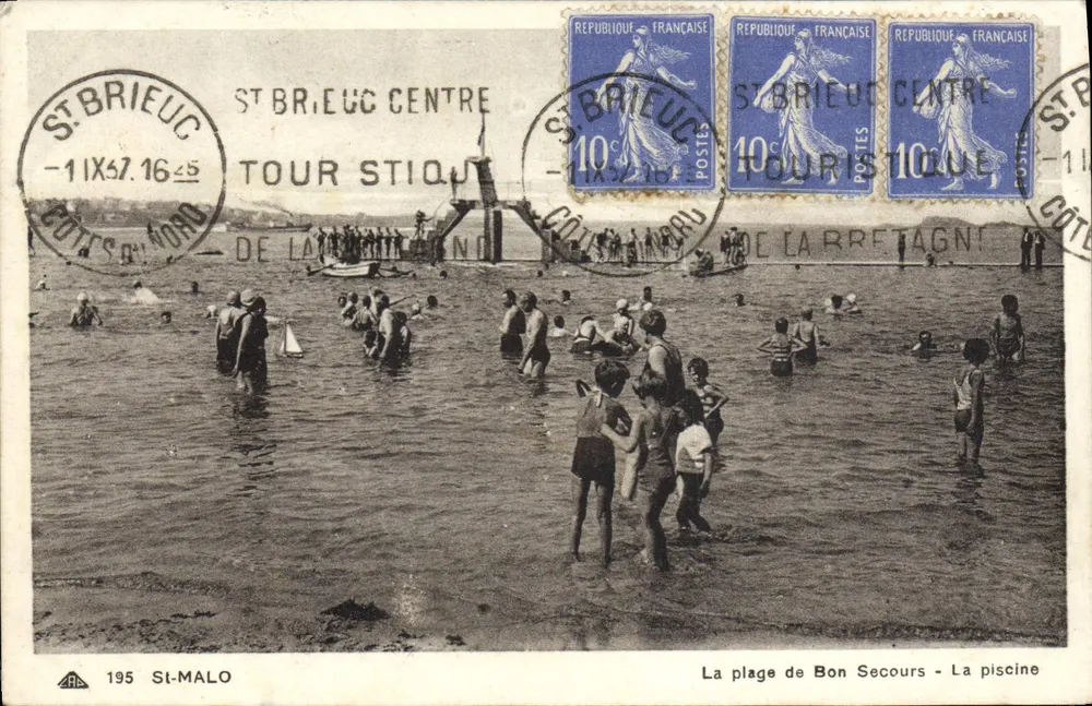La plage de Bon Secours - Das Schwimmbad — St-Brieuc Centre — Verlag SL-MALO n°195 - Vorderseite