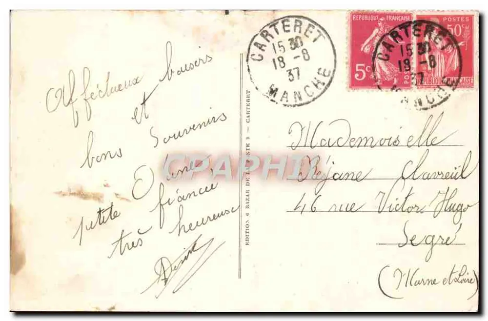 Carteret — Die Bucht, der Kap und die Felsen — LL.44 — Verlag: Bazar de la Nette - Rückseite