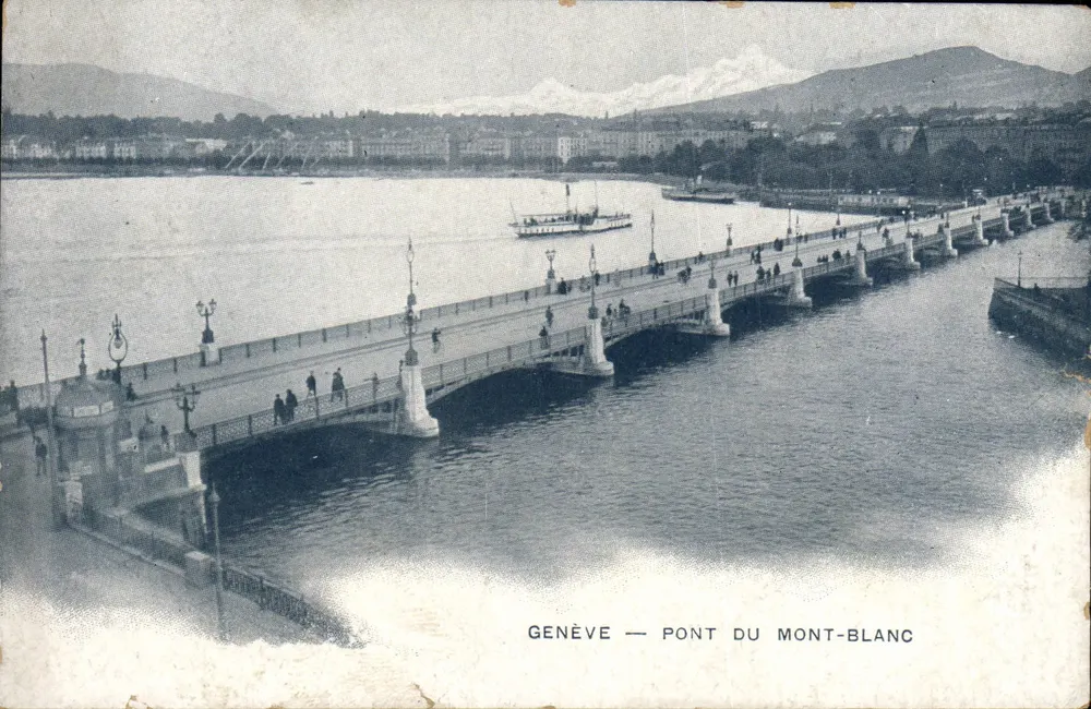Genève — Pont du Mont-Blanc — éditeur Mercier & C. à Epernay - Frente