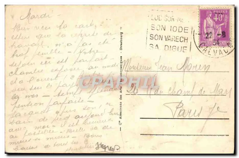 Luc-sur-Mer — As Falésias — Bilhete postal antigo n°17 - Verso