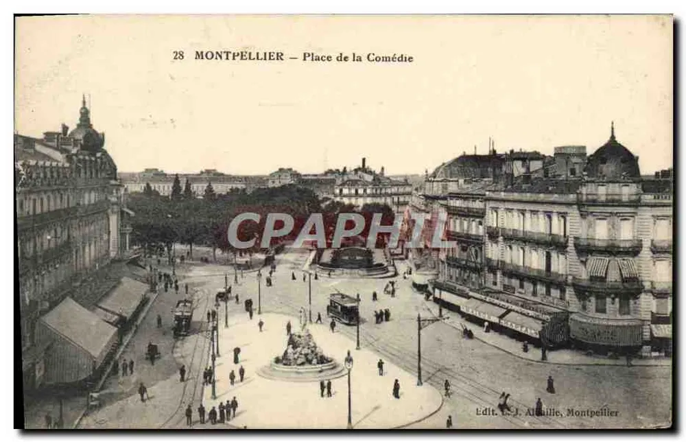 Montpellier — Praça da Comédia — Editor C.J. Albuille, Montpellier - Frente