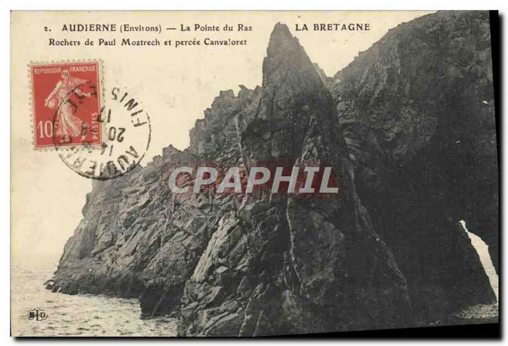 Audierne (Umgebung) — Der Pointe du Raz — Felsen von Paul Moztrec und Canvaloret-Öffnung — Bretagne - Vorderseite